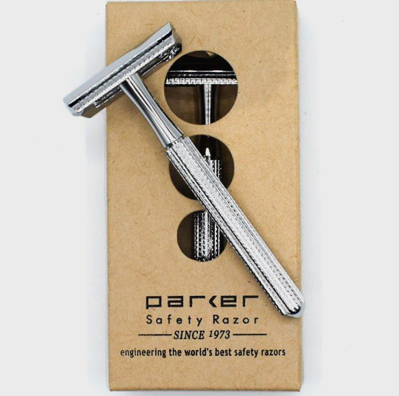 Parker - 78R-CH Safety Razor, 3 piece, Slim Head, Textured Chrome Handle - Image 4