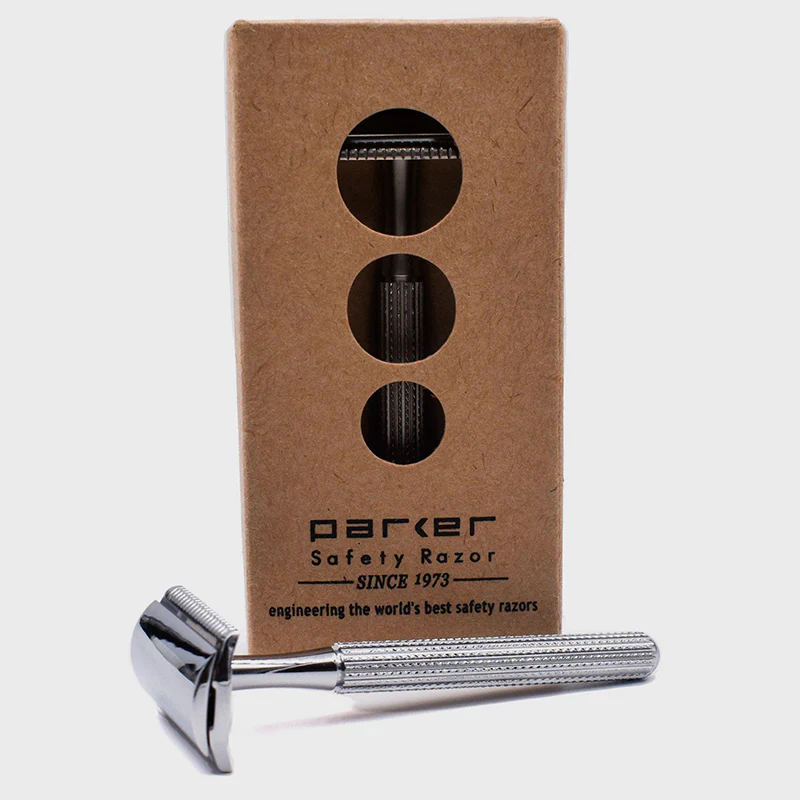 Parker - 78R-CH Safety Razor, 3 piece, Slim Head, Textured Chrome Handle - Image 5