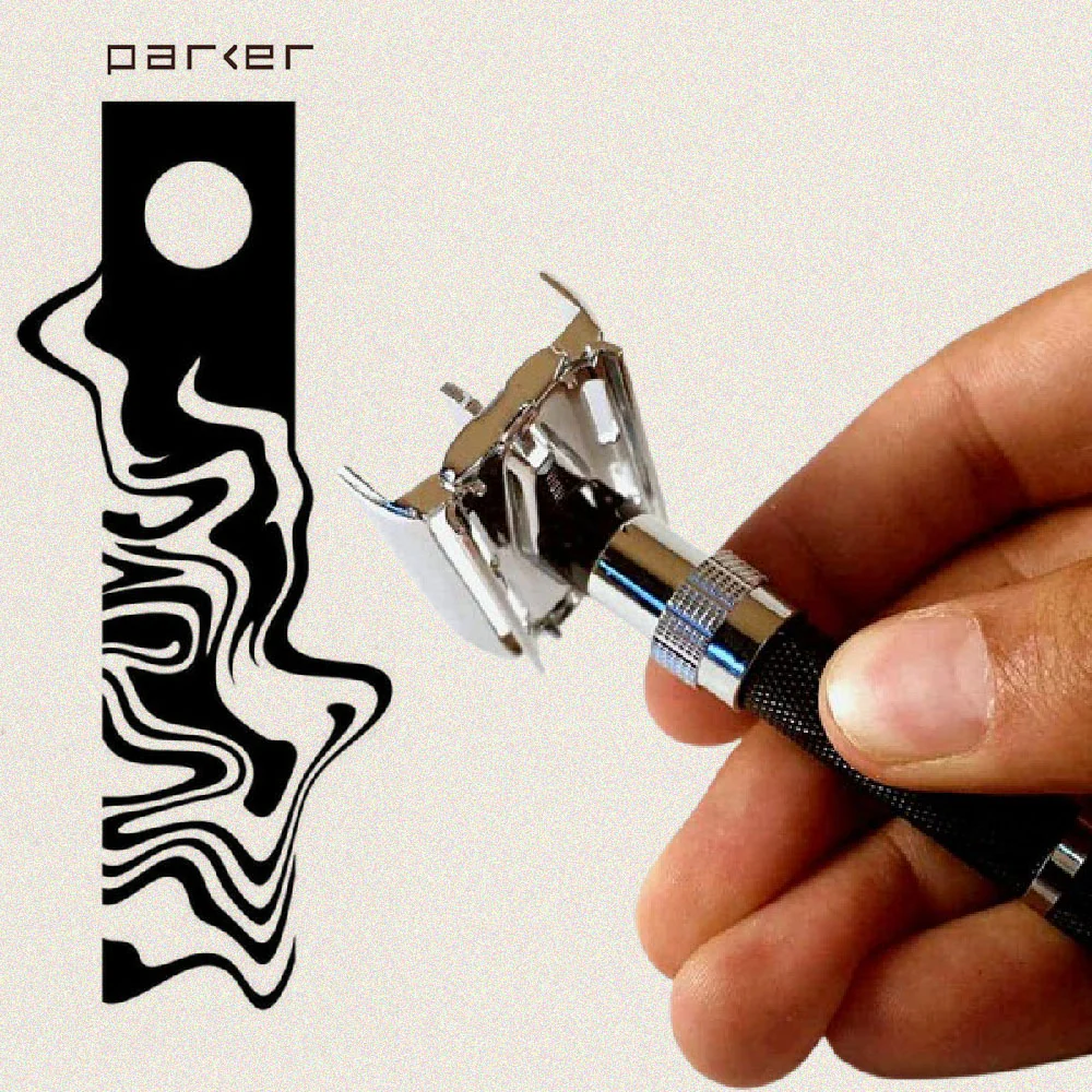 Parker - 96R Safety Razor, Butterfly Open, Black and Chrome Finish Handle - Image 3