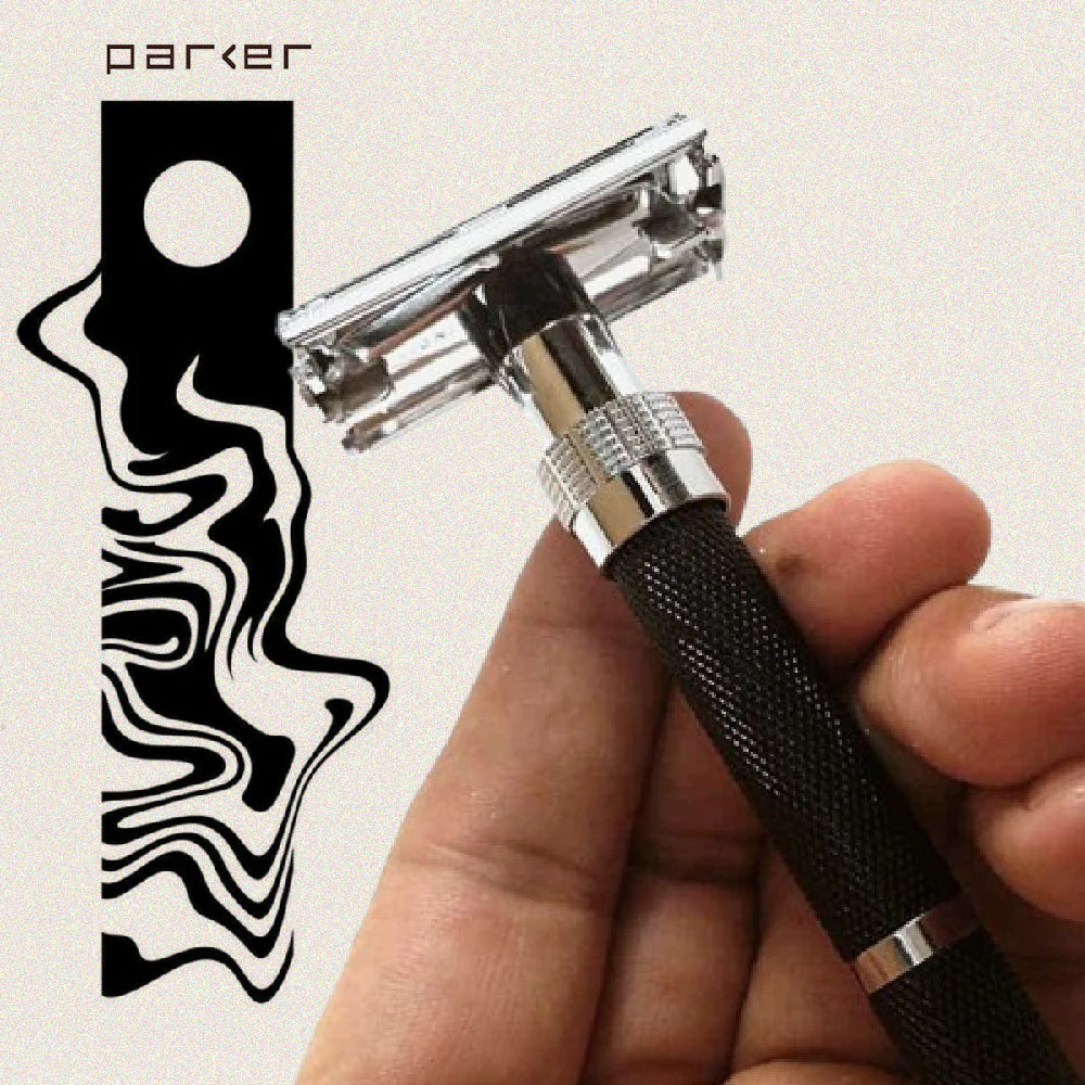 Parker - 96R Safety Razor, Butterfly Open, Black and Chrome Finish Handle - Image 7