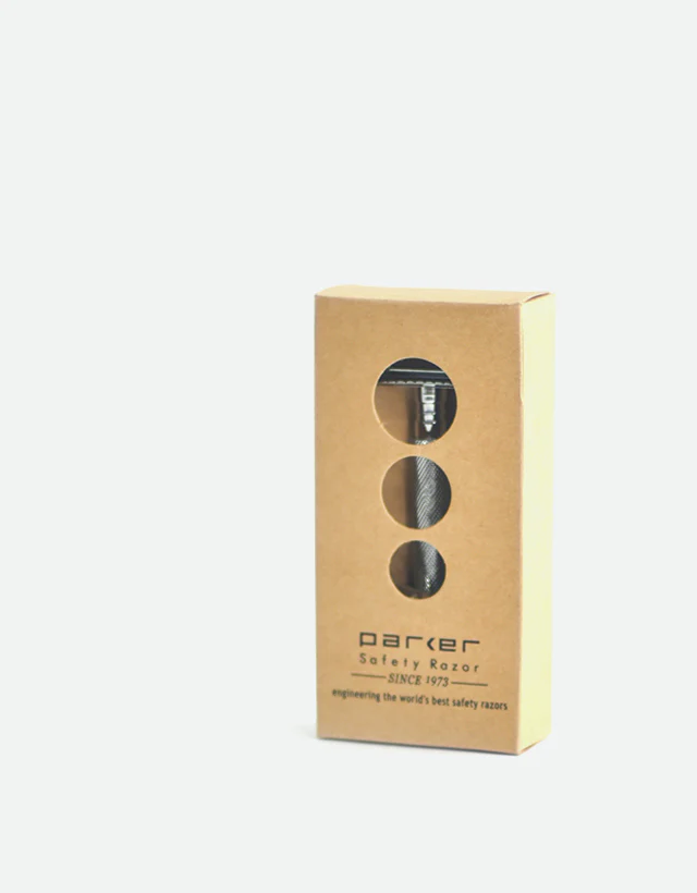 Parker - 97R Safety Razor, 3 piece, Short Handle, Herringbone Handle - Image 6