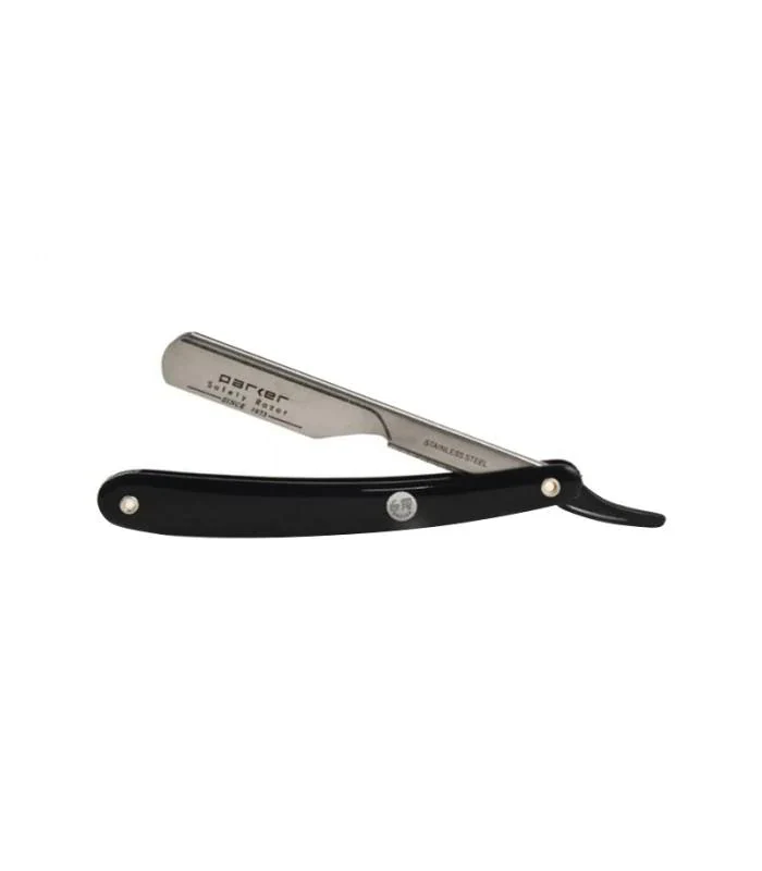 Parker - PTB Straight Razor, Push Type, Black Resin Handle - Image 3