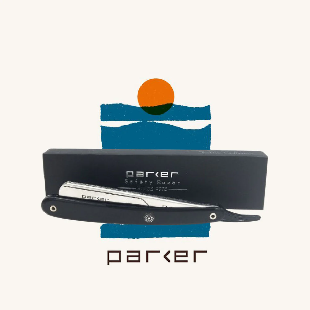 Parker - PTB Straight Razor, Push Type, Black Resin Handle - Image 4
