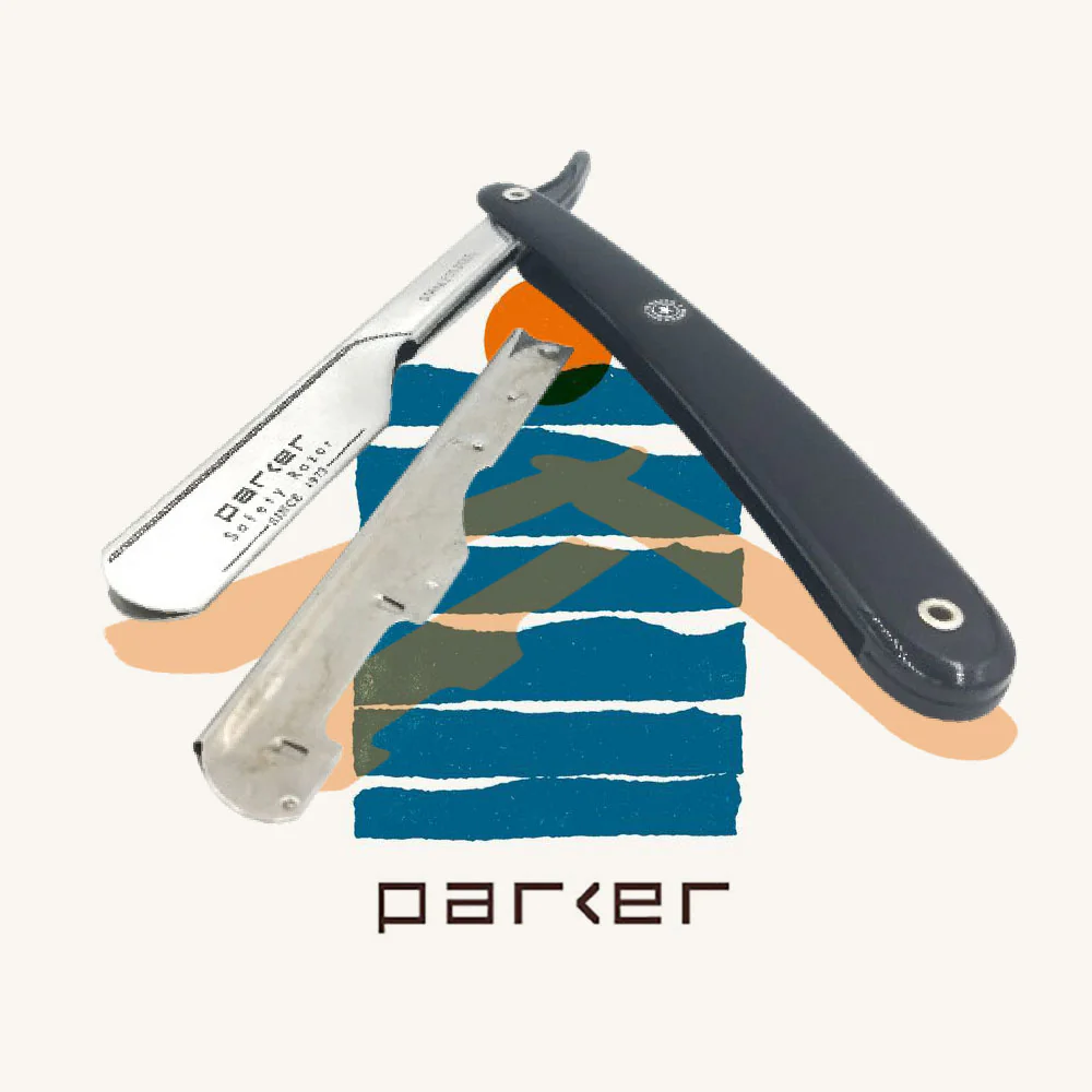 Parker - PTB Straight Razor, Push Type, Black Resin Handle - Image 6