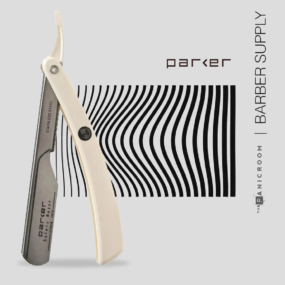 Parker - PTW Straight Razor, Push Type, White Resin Handle - Image 5
