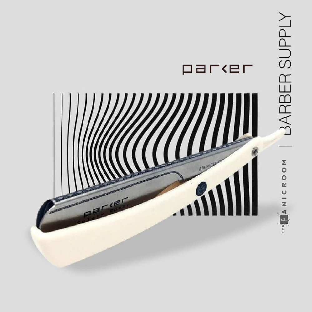 Parker - PTW Straight Razor, Push Type, White Resin Handle - Image 6